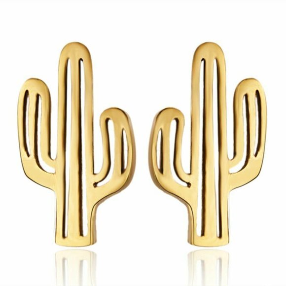 NWOT Adorable Gold Cactus Studs - Picture 6 of 8